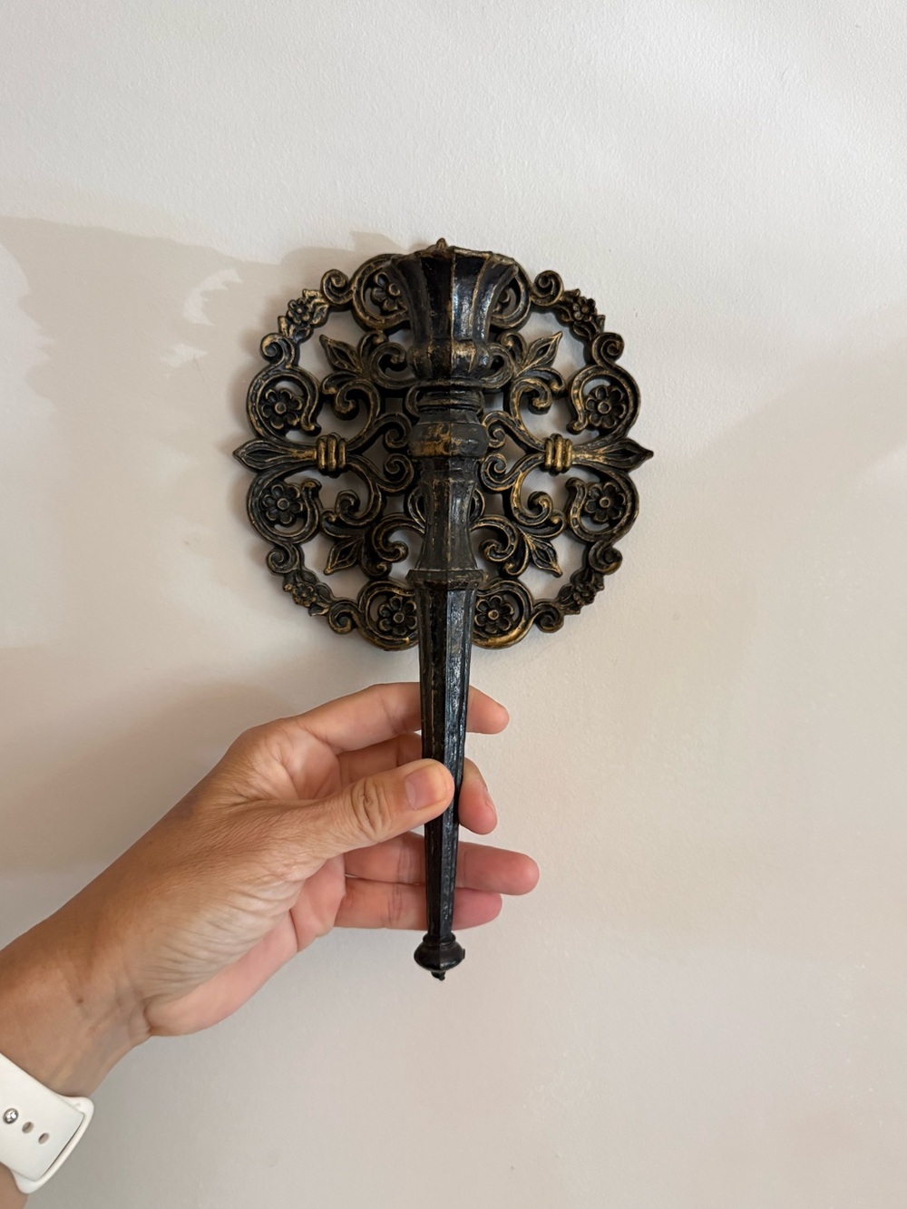 Vintage Homco ornate plastic wall sconce candle holder. Grandma-core